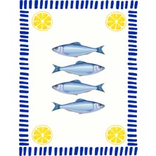 Fuart.Co Limonlu Balıklar Deniz Canlıları Mutfak Serisi Poster (Çerçevesiz) Sffu