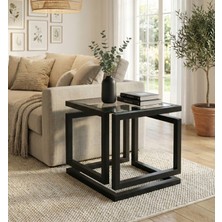 Yenarts Decor Infinity Orta Sehpa Siyah - Şeffaf Cam