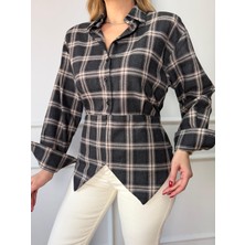 Size Özgü Füme Korsajlı Ekose Gömlek