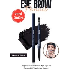 Doğal Görünümlü, Açılı Uçlu ve Taraklı Çift Taraflı Kaş Kalemi Dashu Mens Good Looks Eyebrow [black]