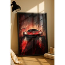 Fuart.Co Ateş Kırmızı Spor Araba Dijital Baskı Poster (Çerçevesiz) Refu