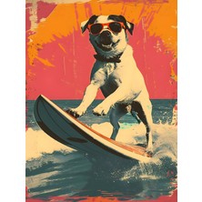 Fuart.Co Sörf Yapan Köpek Dijital Baskı Pop Art Temalı Poster (Çerçevesiz) Pafu