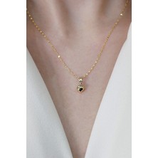 Diamine Pırlanta Sevgililer Günü Hediyesi 14 Ayar Altın Kalpli Kolye