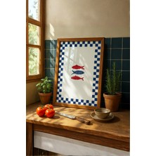 Fuart.Co Üçlü Balık Deniz Canlıları Mutfak Serisi Poster (Çerçevesiz) Sffu