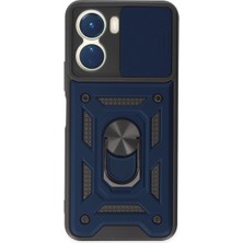 Eco Port Vivo Y16 Kılıf Pars Lens Yüzüklü Silikon - Lacivert