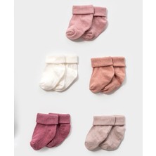 Lovemaxx 5014LV – Unisex Bebek Çorap Seti | 5’li (0–3 / 3–6 Ay) Mavi • Pembe • Eenkli