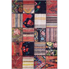 Aren Halı Asele Patchwork Multi Polyester ve Pamuklu Kaydırmaz Taban Yıkanabilir Dijital Baskı Halısı