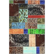 Basti Patchwork Multi Polyester ve Pamuklu Kaydırmaz Tabanlı Yıkanabilir Dijital Baskı Halısı