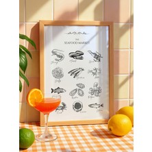 Fuart.Co Seafood Market Deniz Canlıları Mutfak Serisi Poster (Çerçevesiz) Sffu