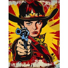Fuart.Co Kovboy Kadın Dijital Baskı Pop Art Temalı Poster (Çerçevesiz) Pafu