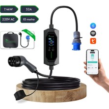 Cks Enerji Elektrikli Araba Taşınabilir Şarj Cihazı 7 kw / 32A / Tip-2 / 3x32A Fiş / Monofaze/Çantalı / Ev Tipi Dönüştürücü Kablolu (10 METRE KABLO)
