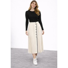 Jus De Pommes Pileli Önden Düğme Detaylı Etek 35010