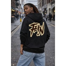 Camblys Unisex Fein Sırt Baskılı Oversize Kapüşonlu Sweatshirt