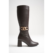 Analin Shoes Kadın Hakiki Deri Toka Detaylı Çizme