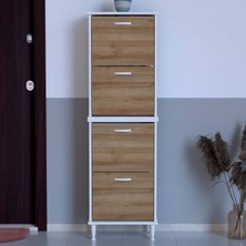 Lina Vella Home Pratik' 2 Li Kapı Önü 52 x 168 x 25,5 Cm’ Lik 4 Düşer Kapak 8 Göz Bölmeli Ayakkabılık
