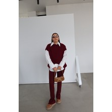 Özge Özgenç Fitilli Paçası Yırtmaçlı Tayt Pantolon