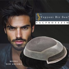 Ancora Doğal Belli Olmayan Gizli Düğüm Protez Saç  6X10 Renk 1b  %100 Insan Saçıdır