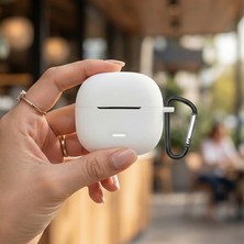 Caseonn Xiaomi Redmi Buds 6 Lite Kılıf Askı Aparatlı Mat Silikon Beyaz