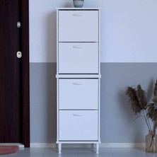 Lina Vella Home Pratik' 2 Li Kapı Önü 52 x 168 x 25,5 Cm’ Lik 4 Düşer Kapak 8 Göz Bölmeli Ayakkabılık