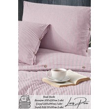 Battal Boy Düğmeli Pamuklu Ranforce Çizgili Nevresim Takımı King Size Duvet Coverse