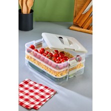 Pazarika Pratik 3 Katlı Saklama Kabı Buzdolabı Düzenleyici Çok Amaçlı Saklama Kabı