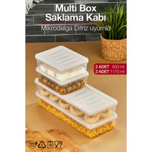 Pazarika Multi Box 4 Parça 2 Farklı Boy Saklama Kabı Seti - Dondurucu & Mikrodalga Uyumlu