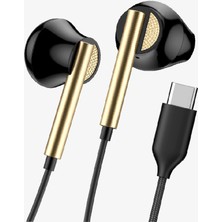 Linktech Yüksek Basslı Kablolu Kulaklık , Linktech H65 Siyah Type-C Mikrofonlu Kablolu Kulak Içi Kulaklık , Premium Type-C Kablolu Kulaklık