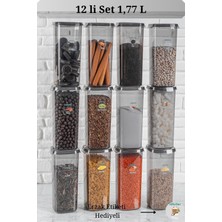 12'li Büyük Mega Boy Kare Square Erzak Saklama Kabı Seti 1770 ml - Havasızdırmaz Özel Kapak