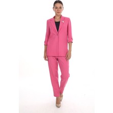 White Diamond Broş Detaylı Ceket Takım 38 - Pembe