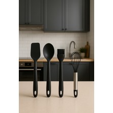 Pazarika Silikon Mutfak Seti 4’lü – Kaşık Spatula Yumurta Fırçası ve Çırpıcı