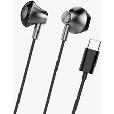 Linktech Kablolu Kulaklık , Linktech H336 Siyah Type-C Mikrofonlu Metal Kablolu Kulak Içi Kulaklık , Type-C Kablolu Kulaklık