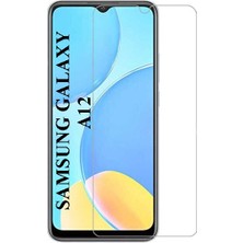 Elixem Samsung A12 Uyumlu 9H Düz Şeffaf Ekran Koruyucu Temperli Cam