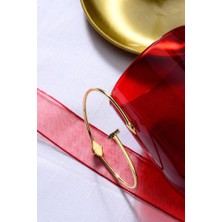 925 Ayar Gümüş Üzeri Altın Kaplama Taşlı Çivi Bilezik