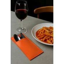 Morika Hotel & Home Textile 4'lü Dikdörtgen Suni Deri Kaşıklık / Çatal Kaşık Kılıfı / 11X22CM