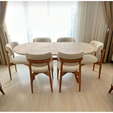 Ukbe Sofa Bohem 6 Lı Yemek Masası Sandalye Takımı Ahşap Polo