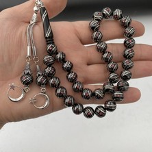 Tesbih Reyonu Kırmızı Işlemeli Oltu Taşı Tesbih