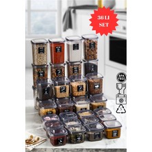 Pazarika 36'lı Set Kapaklı Kare Erzak Saklama Kabı Antrasit 12X(0,57 Lt-0,87 Lt -1,17 Lt) Etiket Hediyeli