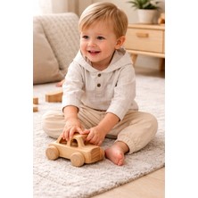 Baby Hola Müslin Kumaş Kapüşonlu Üst ve Pantolon Erkek Bebek Ikili Takım Set Babyhola 2219