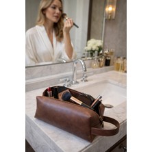 Morika Hotel & Home Textile Suni Deri Makyaj Çantası / Seyahat Çantası