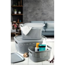 Pazarika 3 Boy Çok Amaçlı Kapaklı Sepet Kutu Organizer / Xl Çamaşır Sepeti - L Banyo Sepeti - M Organizer