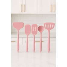 5 Parça Silikon Isıya Dayanıklı Pişirme Seti | Bambu Saplı Çeyiz Mutfak Seti