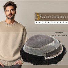 Ancora Doğal Belli Olmayan Gizli Düğüm Protez Saç  7x9 Renk 1b  %100 Insan Saçıdır