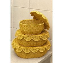 Pazarika "doğal Hasır 3 Boy Sepet Takımı – Çok Amaçlı Kapaklı Organizer Set"