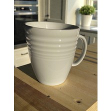 Dore Voir Beyaz Porselen Çizgili Kupa-280 ml