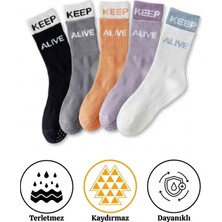 Lykos Keep Alive 5'li Paket Karışık Renkli Kaymaz Tabanlı Kadın Yoga & Pilates Çorabı