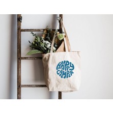 Giftora Happy Camper Baskılı Körüklü Kanvas Çanta