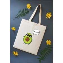 Giftora Avokado Baskılı Ham Bez Omuz Çantası