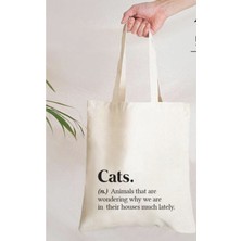 Giftora Cat Baskılı Ham Bez Omuz Çantası