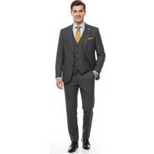 Presto Erkek Slimfit 6 Drop Yelekli Takım Elbise Siyah 794-001