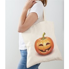 Giftora Halloween Tasarımlı Klasik Baskılı Ham Bez Omuz Çantası